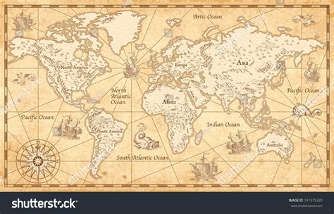Old Fashioned Map Of The World Map Of World