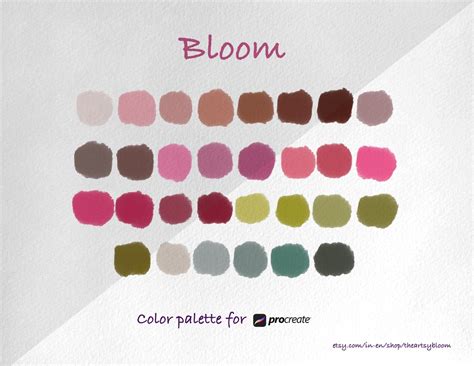 Bloom Procreate Color Palette Pink Green Procreate Color Etsy