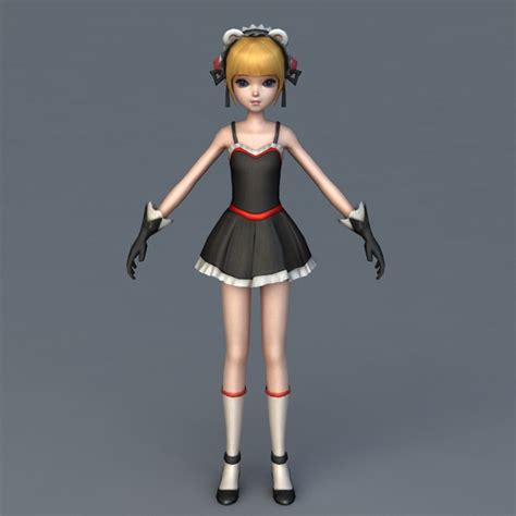 Anime Girl Character Rigged Animated D Model Ds Max Files Free Download Modeling On CadNav