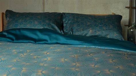 Luxury Dark Teal Bedding Hexagon Natural Bed Company
