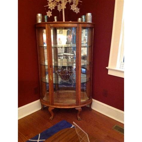 Mirrored curio cabinets create an illusion of a larger space with their reflection. Antique Oak Curved Glass Curio Cabinet | Glass curio ...