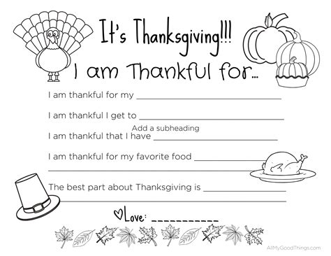 Thanksgiving Day Coloring Page Placemat