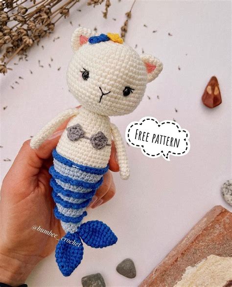 Crochet Mermaid Cat Doll Pattern Amiguroom Toys