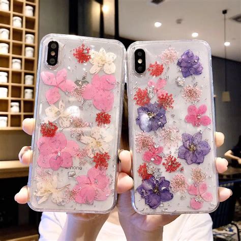 Gimfun Gold Foil Real Flower Phone Case For Iphone11 Pro X Xr Xs Max 6s