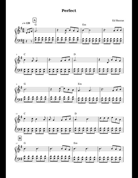 Ed Sheeran Perfect Easy Piano Version With Chord Symbols Sheet