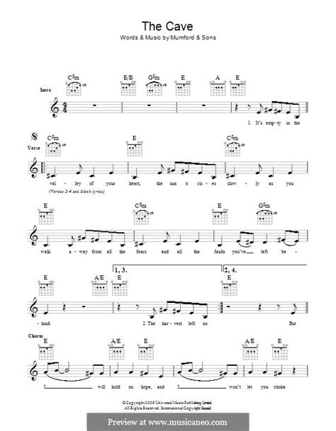 The Cave Mumford And Sons By M Mumford Sheet Music On Musicaneo