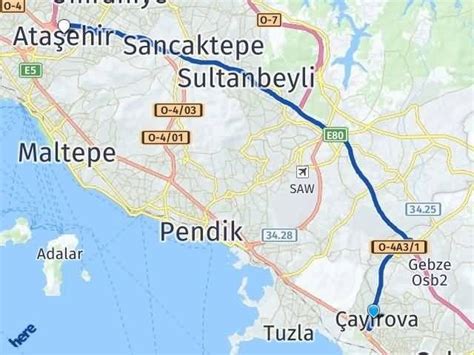 Kocaeli Çayırova Yeni Ataşehir İstanbul Arası Kaç Km Yol Tarifi