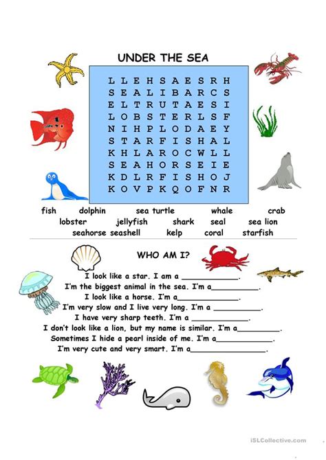 Worksheets are in on under, over and under, name where is the dog, grammar practice work prepositions of place, understanding and reducing angry feelings, prepositions, name preposition work, form 8824 work work 1 tax deferred exchanges. Under the Sea worksheet - Free ESL printable worksheets ...