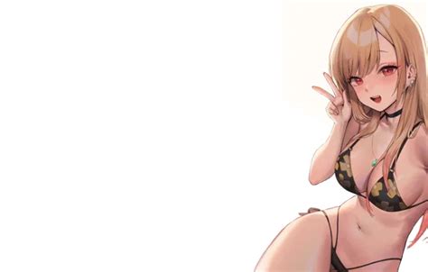 Wallpaper Kawaii Sexy Boobs Anime Pretty Blonde Breasts Cute Bikini Oppai Marin Anime