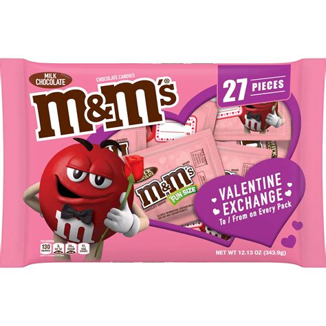 Mandms Milk Chocolate Valentine Candy 123 Oz 27 Pieces