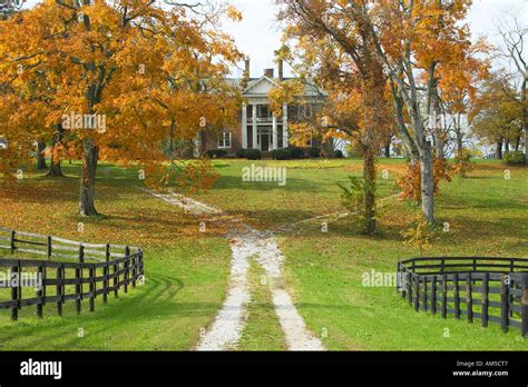Southern Home In Historic Horse Country Of Lexington Kentucky In Autumn