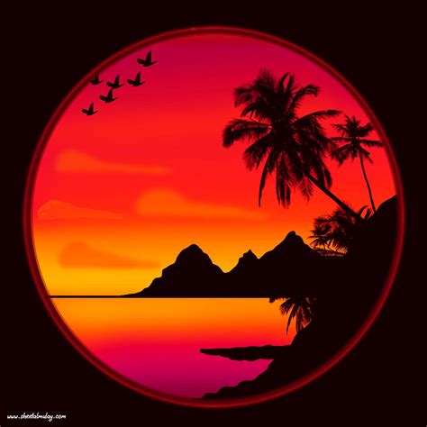 Sunset Beach Illustration Using Procreate Beach Illustration