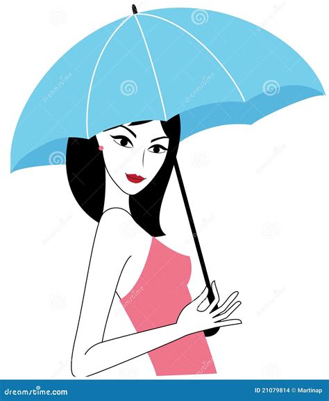 Young Attractive Holding An Umbrella Stock Vector Illustration Of