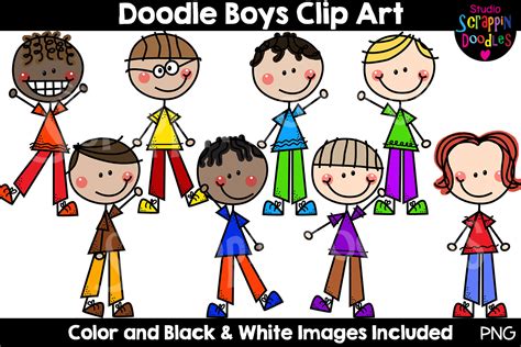 Doodle Boys Clip Art Cute Stick Figure Kids 371026 Illustrations