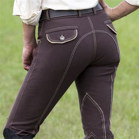 Huntley Equestrian Brown Horse Riding Pants With Tan Welt Pockets