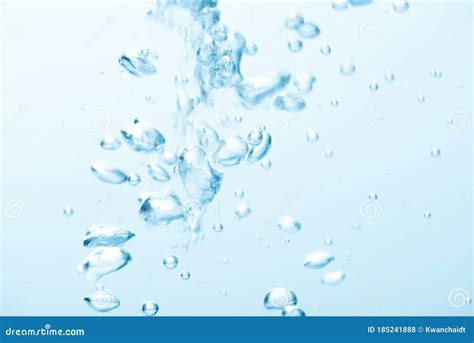 Animated Bubbles In Clear Blue Water Splash On White Background Stock