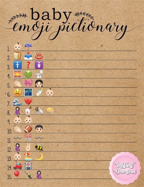 Baby Shower Games Emoji Nursery Rhymes Rhyme Riddles Puzzles Pictionary