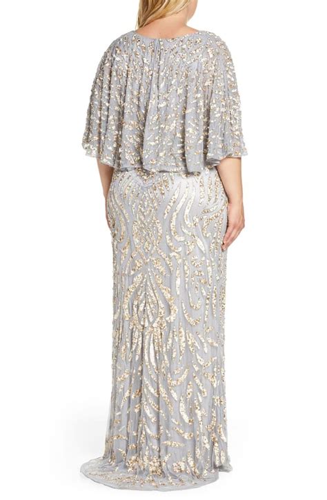 Mac Duggal Sequin Cape Sleeve Evening Gown Plus Size Nordstrom