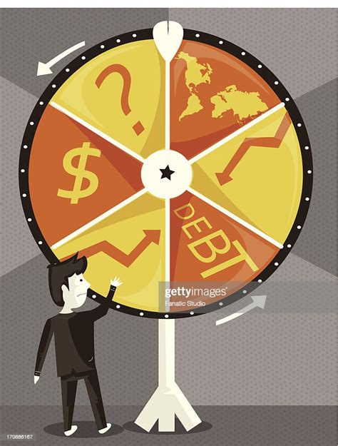Businessman With Spinning Wheel Of Business Cycle Trying His Luck High