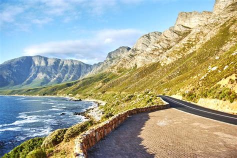 Seaside Road At Sunset Boland Mountain Complex Western Cape Stock
