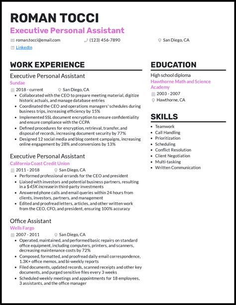 7 Personal Assistant Resume Examples For 2024