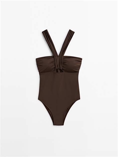 Massimo Dutti Cut Out Bandeau Swimsuit Editorialist