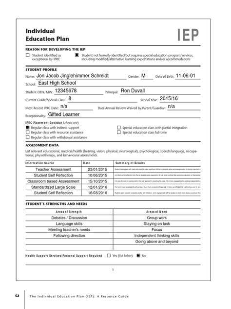 Iep Form Template Fillable Done 1 Individualized Education Program