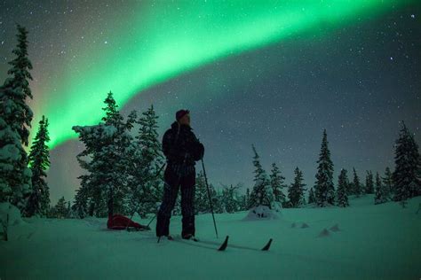 Skiing Under The Northern Lights In Finland Northern Lights Finland