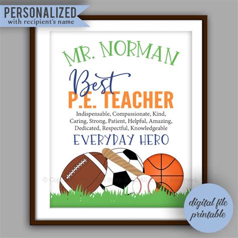 Pe Teacher T Personalized Physical Education Teacher T Etsy