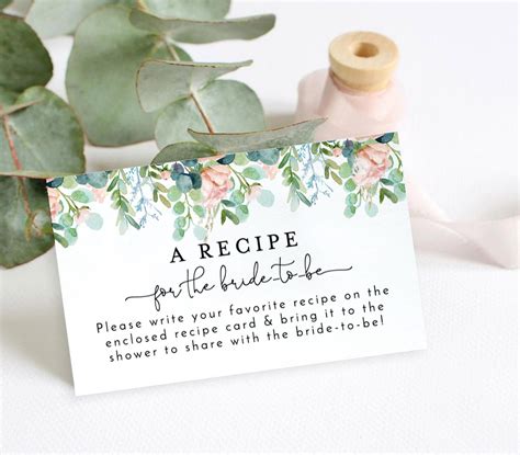 Printable Recipe Card Request Card Bridal Shower Recipe Card Etsy