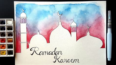 Easy Watercolor Ramadan Painting Youtube