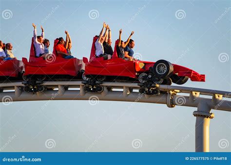 Tele Photo View View Of The Worlds Fastest Roller Coaster Formula Rossa In Ferrari World