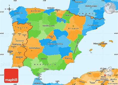 Political Simple Map Of Spain Political Shades Outside