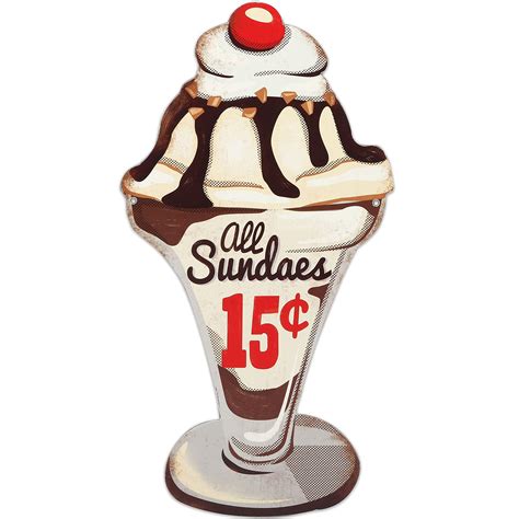 Buy Open Road Brands Ice Cream Sundae Metal Sign Vintage Diner Ice