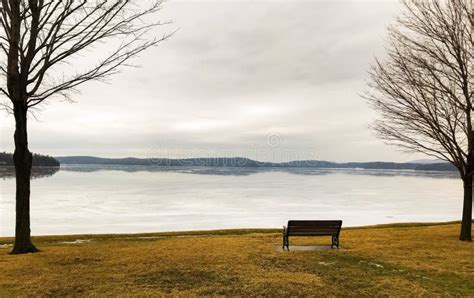 A Lonely Park Bench In Winter Stock Image Image Of Cold Park 115187397