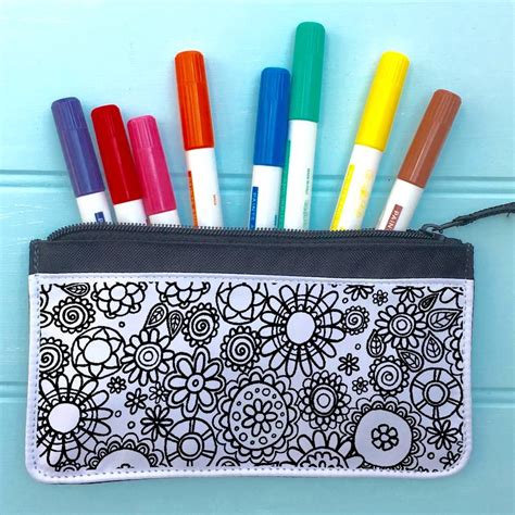 Flower Pencil Case To Colour In By Pink Pineapple Home And Ts
