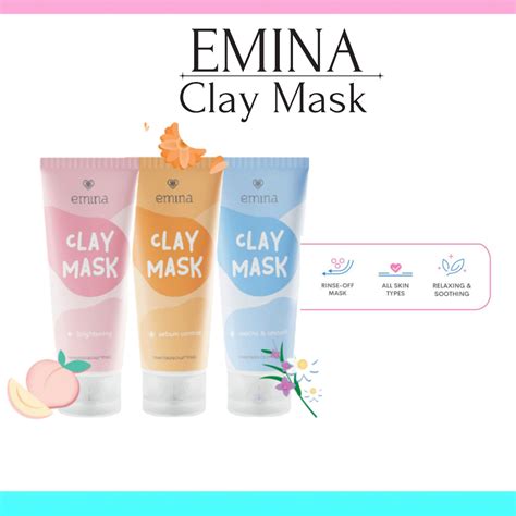 Jual Emina Clay Mask Brightening 60ml Sebum Control Soothe And Smooth