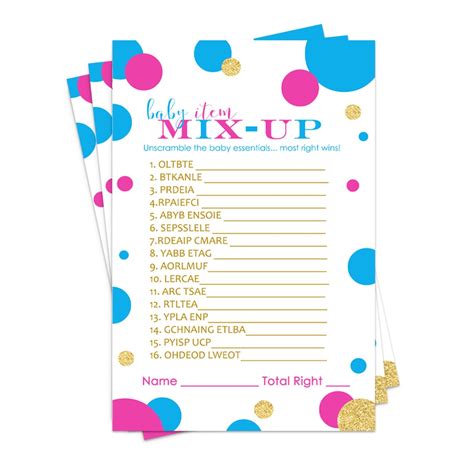 Buy Paper Clever Party Gender Reveal Games Word Scramble Baby Shower