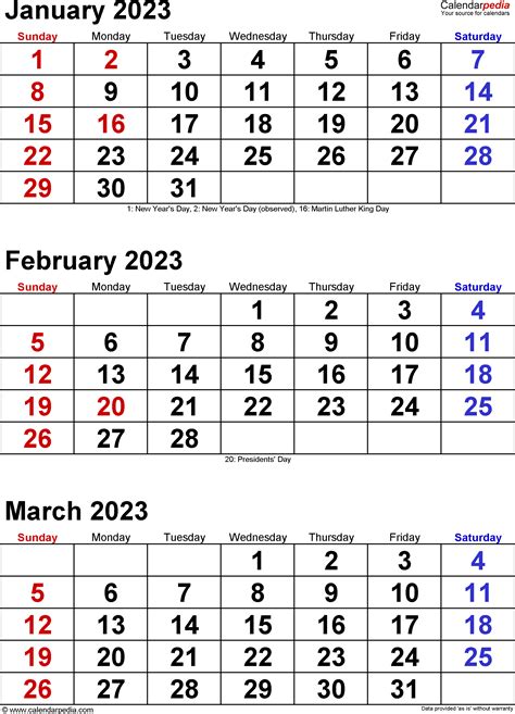 Printable 2023 Word Calendar Templates Calendarlabs Quarterly