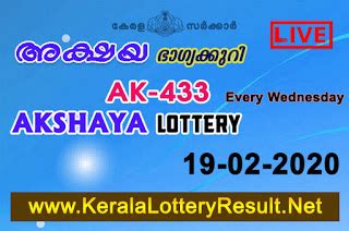 Currently, the app has a very finally, kerala lottery results also features a number prediction tool. Kerala Lottery Results: 19-02-2020 Akshaya AK-433 Lottery ...