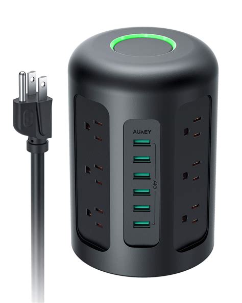 Buy Aukey Power Strip Tower 1500 Joules Surge Protector With 6 Usb