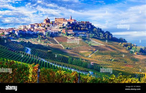 Golden Vineyards And Picturesque Villages Of Piedmont Famous Wine