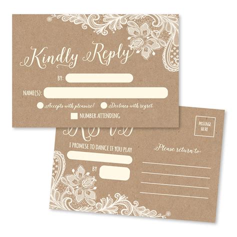 Buy 50 Rustic Rsvp Cards Rsvp Postcards No Envelopes Needed Response Card Blank Rsvp Reply