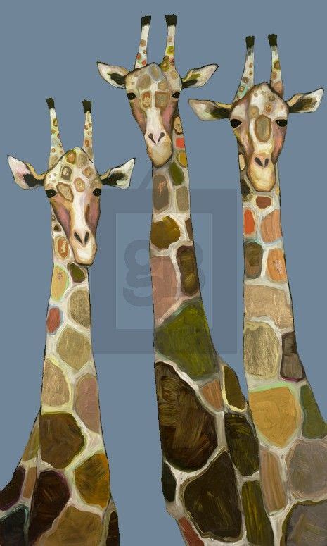 Three Giraffes In Blue Animals Canvas Wall Art Greenbox Giraffe