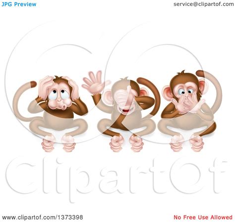 Clipart Of The Three Wise Monkeys Covering Their Ears Eyes And Mouth