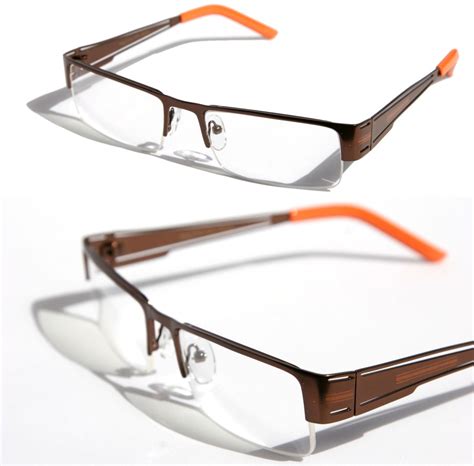 Rectangular Half Rimless Metal Sun Glasses Optical Rx Eyeglasses Clear Lens1230