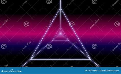 Synthwave Triangle Tunnel Background 3d Render Retro Stock Illustration