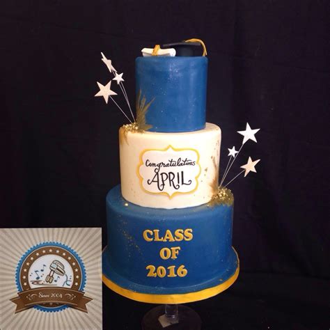 Blue And Gold Graduation Cake Class Of 2016 Graduation Cake Blue Gold