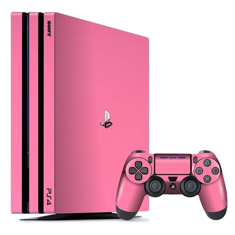 A Pink Sony Playstation 4 Console And Game Controller Next To Each