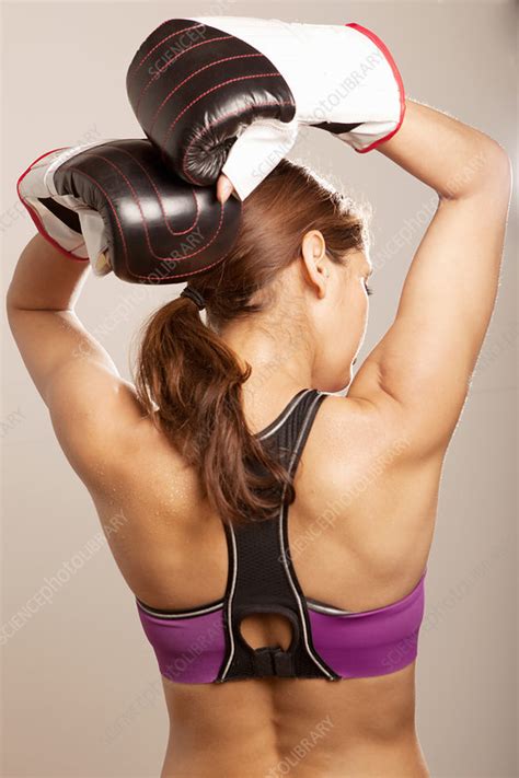 Young Woman Wearing Boxing Gloves Stock Image F007